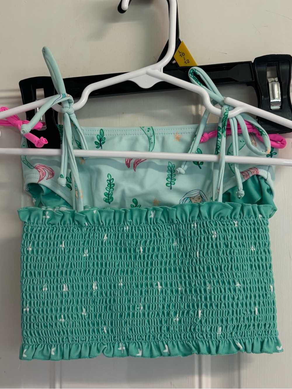 5Y Sweet Honey mint green/pink mermaid smocked two-piece swimsuit. In EUC!